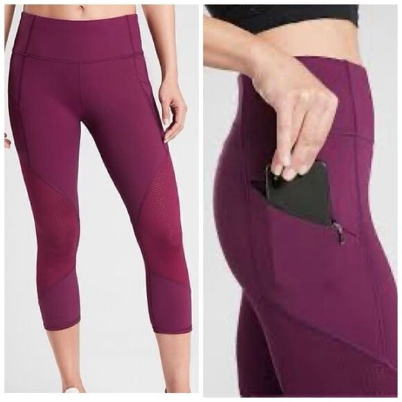 Athleta Contender Mesh Tight/Legging Powerlift in Beach Plum Size XSP - Picture 1 of 12